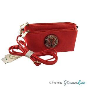 NWT Isabelle Red Vegan Crossbody Clutch Bag